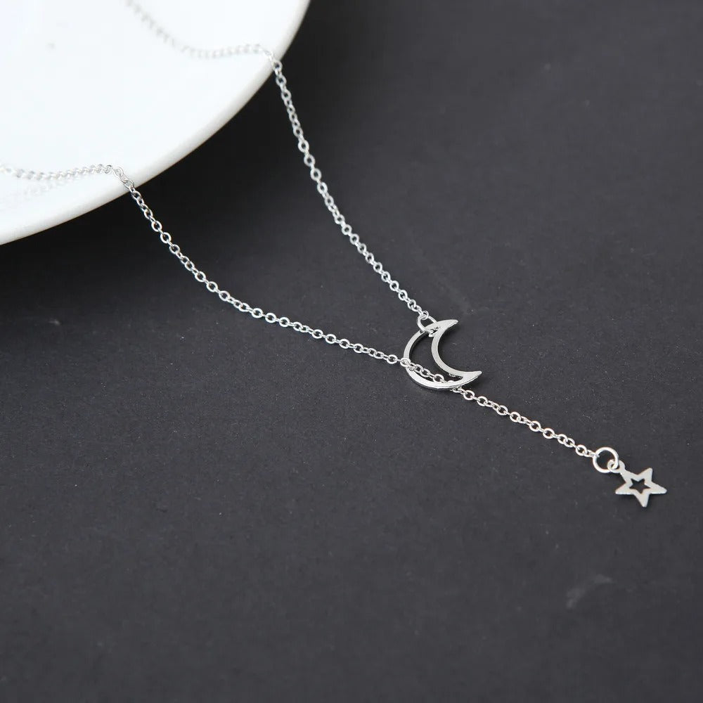 Colar Luna, com Pingente Lua e Estrela